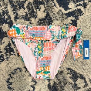Tropical Print Pink & Orange Tie-Side Bikini Bottom